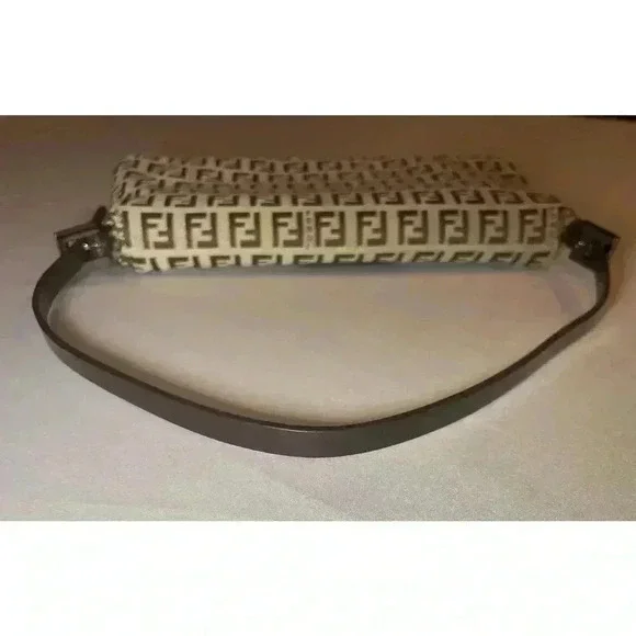 FENDI Zucchino Monogram Double Flap Baguette Shoulder Bag Brown FF Vintage Y2K - Picture 15 of 16